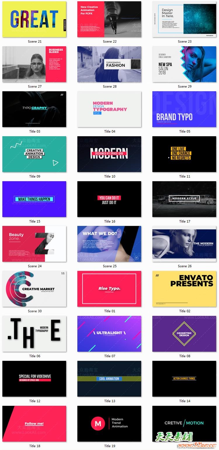 FCPX插件：30种流行排版设计文字标题包装动画 Final Cut Pro X FCPX插件-第2张