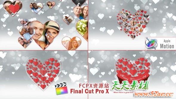 Apple Motion模板：浪漫爱心图片汇聚片头 Romantic Hearts Opener Motion 5-第1张