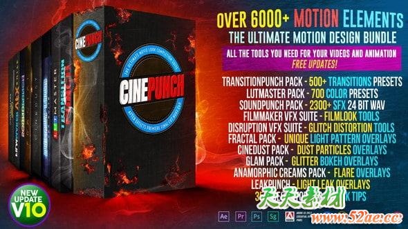 AE/PR/FCPX/达芬奇/PS电影特效LUTs调色视频素材音效预设套装 CINEPUNCH V10 Win/Mac FCPX插件-第1张