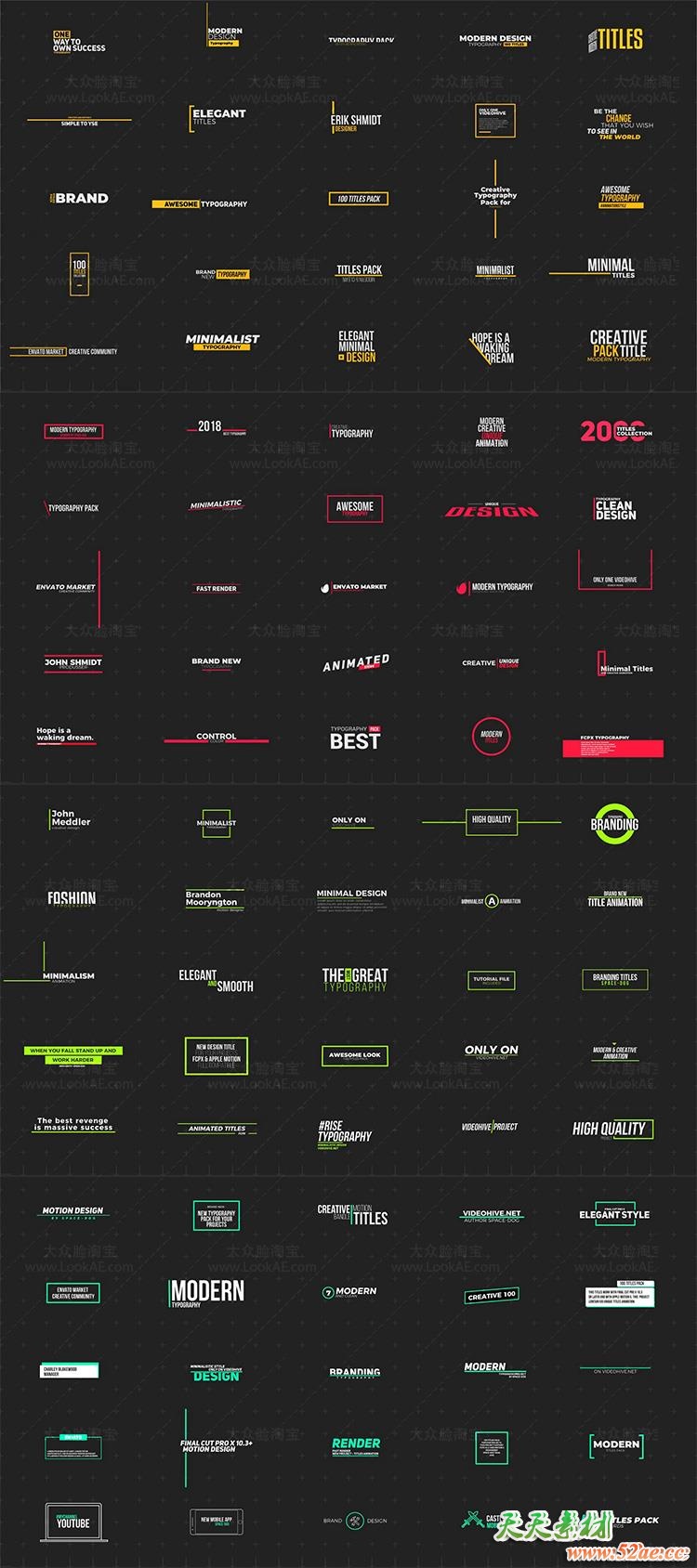 FCPX插件：100种常用文字标题字幕排版动画 Final Cut Pro X FCPX插件-第2张