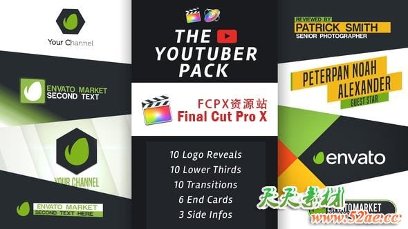 FCPX插件：社交视频网站风格LOGO标题字幕条转场侧边栏包装动画 FCPX插件-第1张