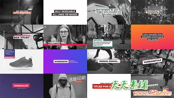 FCPX插件：20个方框文字标题排版动画 Box Titles FCPX插件-第1张