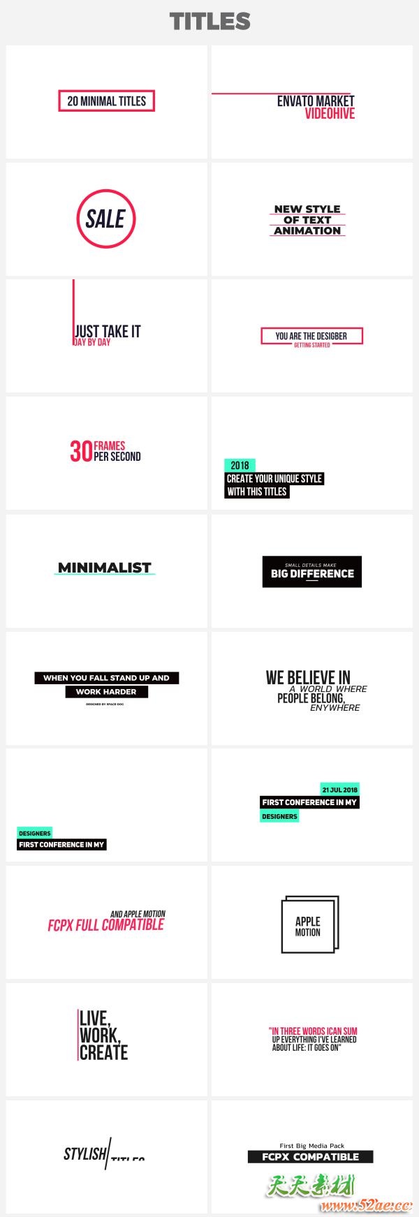 FCPX插件：时尚文字标题字幕条转场图像排版场景包装动画 FCPX插件-第3张