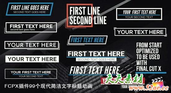 FCPX插件：99个现代简洁文字标题动画 V2.1 Final Cut Pro X 插件