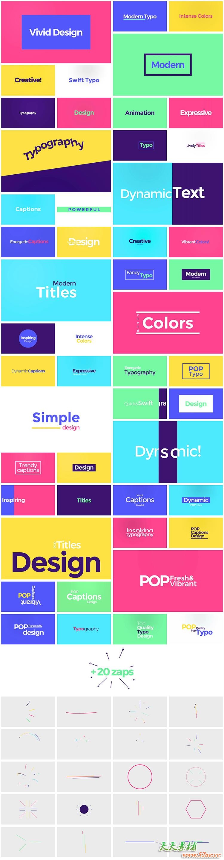 FCPX插件：50种动感炫彩时尚有趣文字标题动画 mTitle POP + 使用教程 FCPX插件-第2张