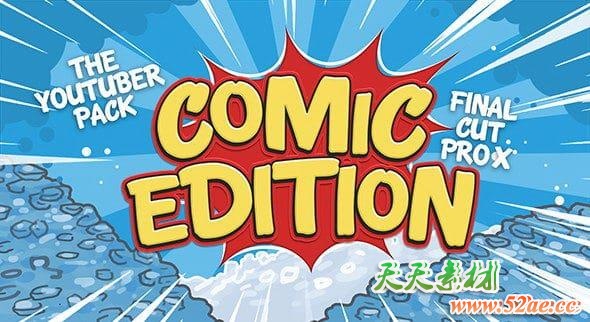 FCPX插件：卡通动漫LOGO标题转场字幕条包装动画包 Comic Edition + 使用教程