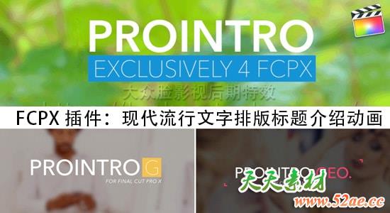 FCPX插件：30种现代流行文字排版标题介绍动画 ProIntro Geometric