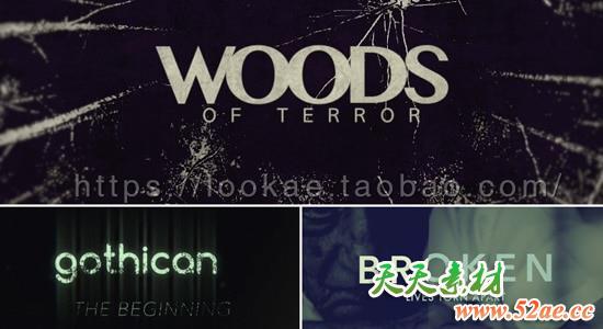 FCPX插件：悬疑恐怖沉闷惊悚电影文字标题动画 ProIntro Grunge