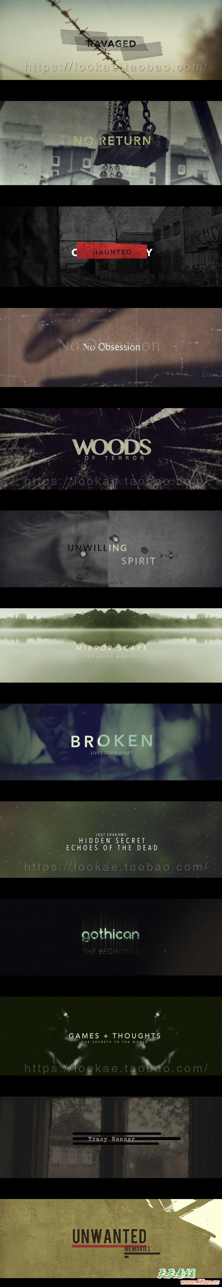 FCPX插件：悬疑恐怖沉闷惊悚电影文字标题动画 ProIntro Grunge FCPX插件-第2张