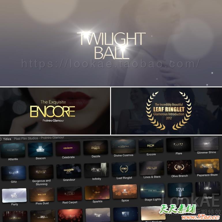 FCPX插件：大气漂亮华丽闪耀文字标题动画 ProIntro Glamour FCPX插件-第2张