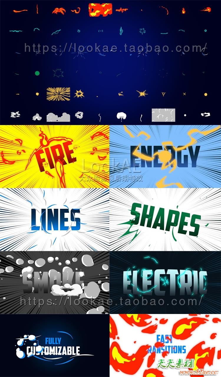 FCPX插件：66种炫酷卡通动漫MG动画元素包 Comic Pop + 使用教程 FCPX插件-第2张