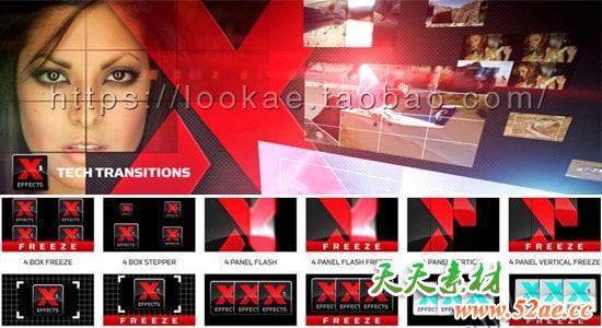 FCPX转场插件：44种折叠分屏擦除分色动态转场 XEffects Tech