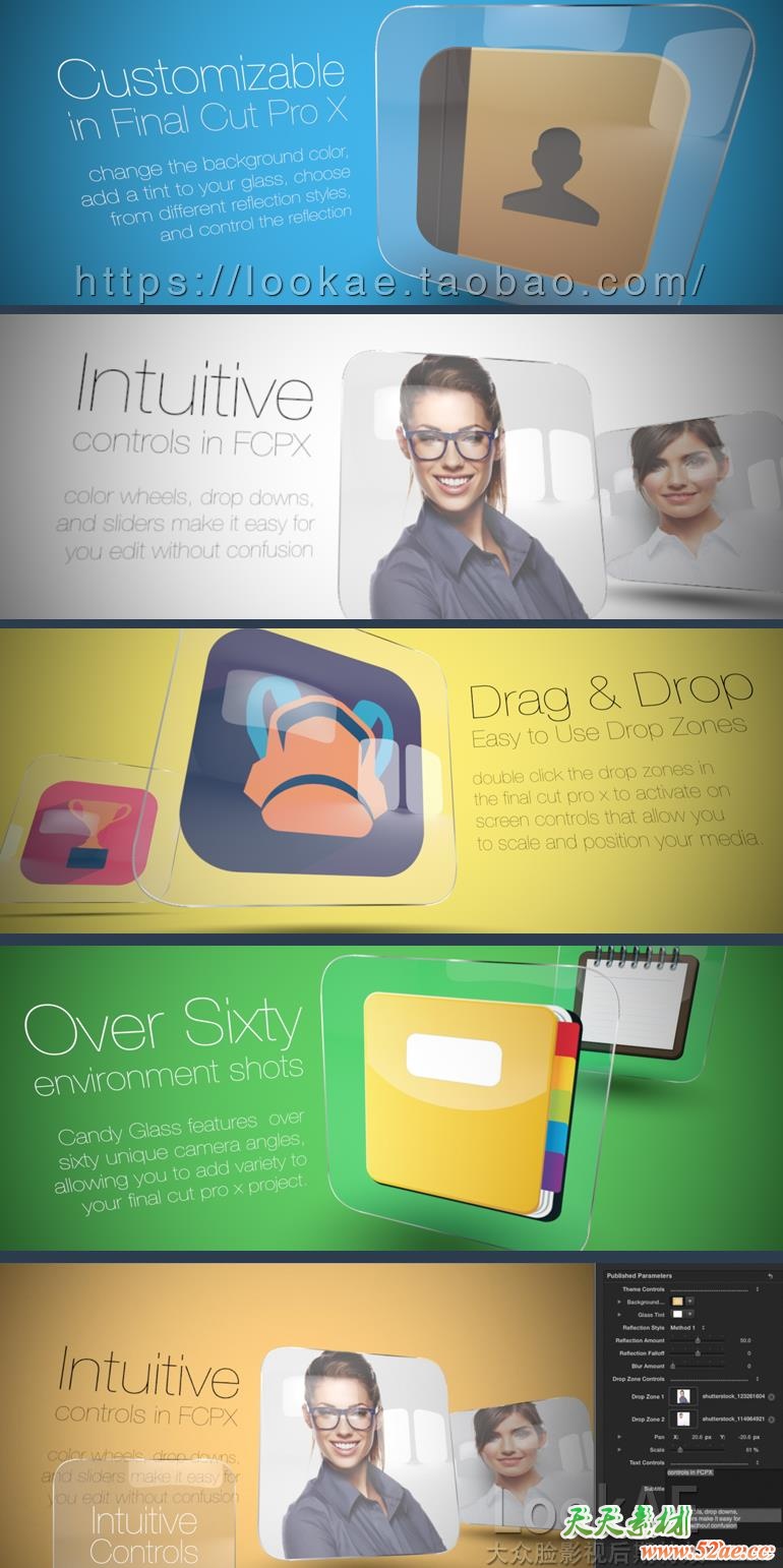 FCPX主题插件：玻璃质感图文展示动画包装 CANDY GLASS FCPX插件-第2张