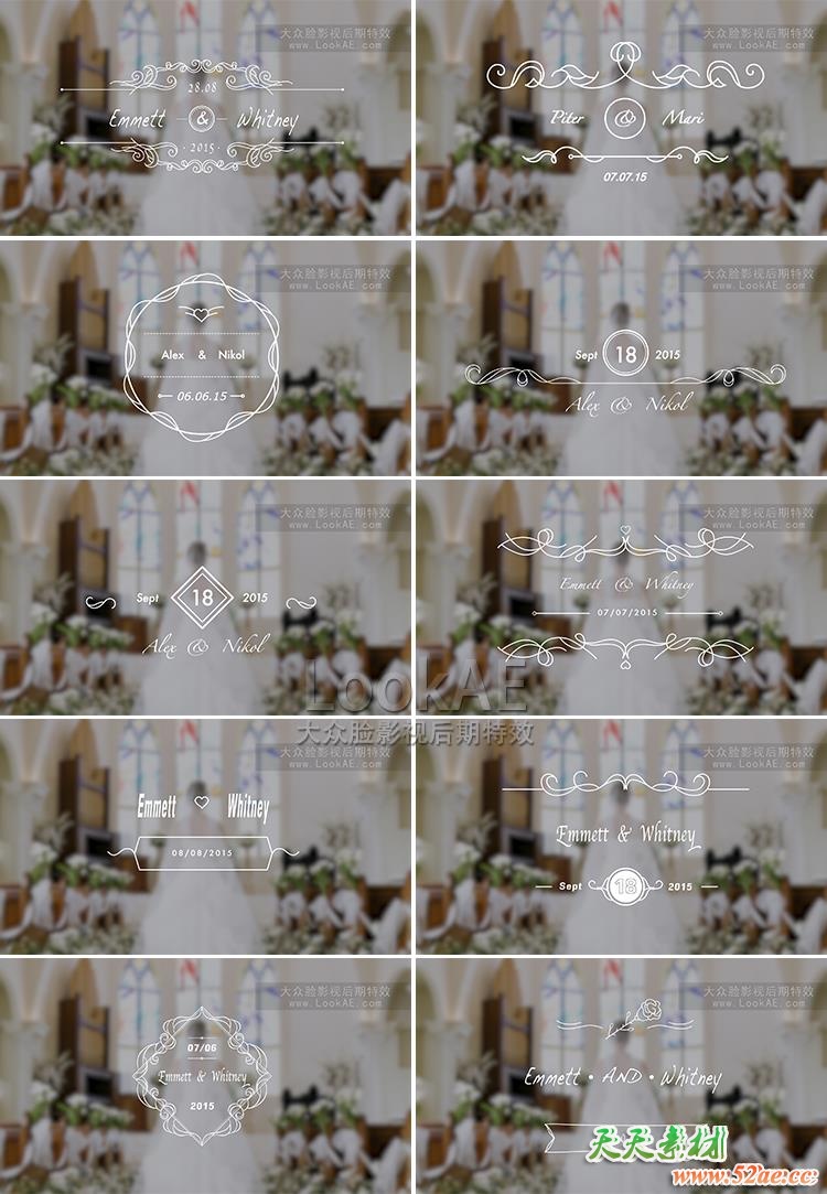 FCPX插件：第二季 10组漂亮时尚花纹生长婚礼名字日期标题动画 LookAE – 婚礼标题 2 FCPX插件-第3张