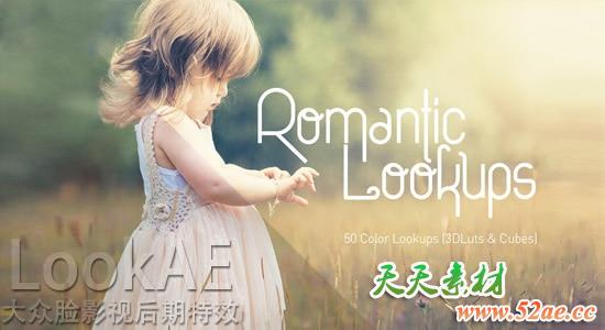 Win/Mac版：50组唯美浪漫LUTs电影风格调色预设 50 Romantic Lookups