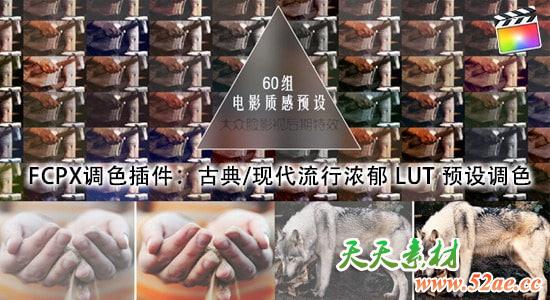 FCPX调色插件：60组古典/现代流行浓郁 LUT 预设调色 PFS – LUT Film