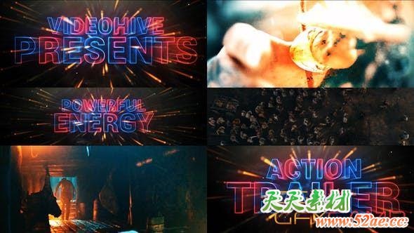AE模板-大气霓虹风格文字视频宣传片头 Cinematic Neon Trailer Teaser-天天素材网