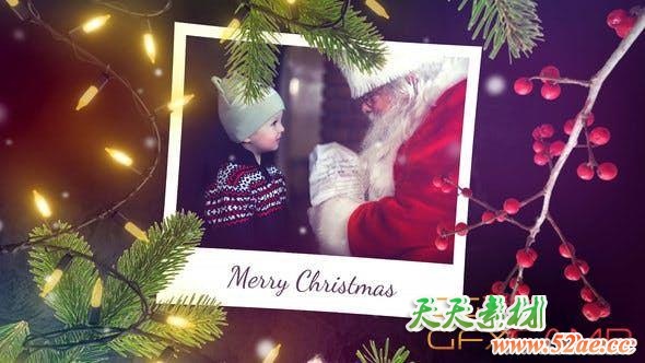 AE模板-圣诞节照片相册片头 Christmas Photo Slideshow-天天素材网