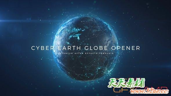 AE模板-科技感三维地球开场动画 Cyber Earth Globe Opener-天天素材网