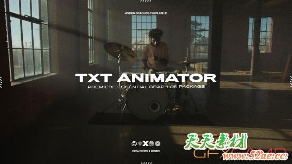 PR预设-动感闪烁文字标题动画 Ezra Cohen – Text Animator-天天素材网