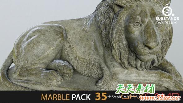Substance大理石材质预设 Gumroad – Marble Pack 35+ Smart Materials By Marco Tomaselli-天天素材网