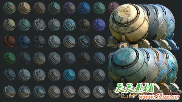 50组Substance钢铁材质预设 ArtStation Marketplace – 50 High Quality Metal Smart Material Bundle-天天素材网