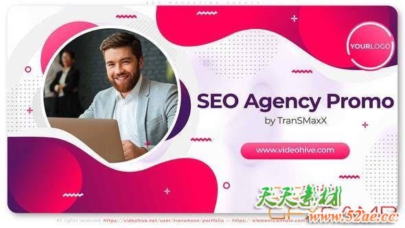 AE模板-时尚商务公司宣传包装片头 SEO Marketing Agency Promotion-天天素材网