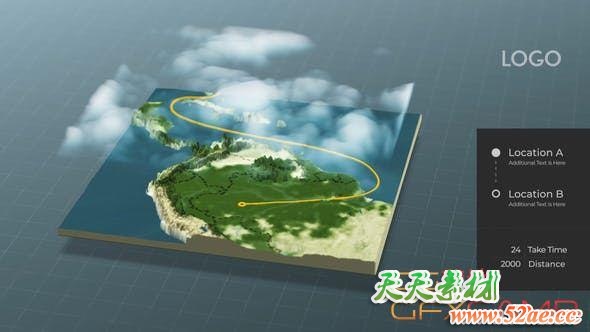 AE模板-三维世界地图连线动画 World Map Connector-天天素材网