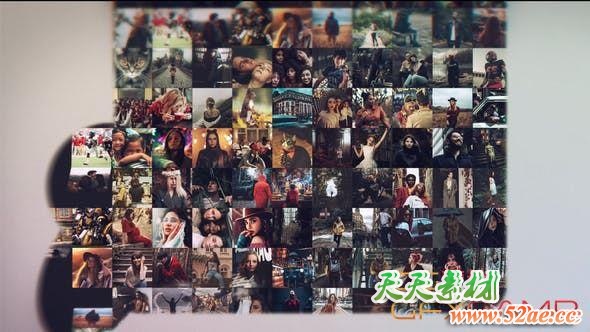 AE模板-折叠视频照片墙Logo动画 Folding Logo Intro-天天素材网