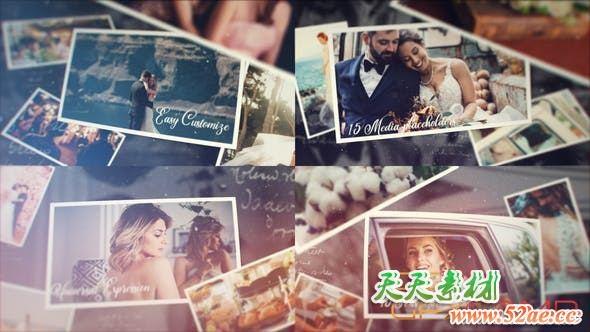 AE模板-空间感照片相册婚礼故事片头 Cinematic Wedding Story-天天素材网