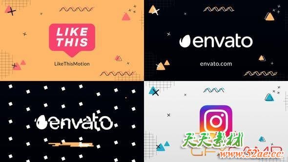 AE模板-抽象图形Logo动画 Abstract Logo Reveal-天天素材网