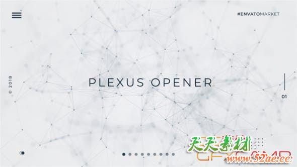 AE模板-白色背景点线粒子科技感文字宣传片头 White Plexus Opener-天天素材网