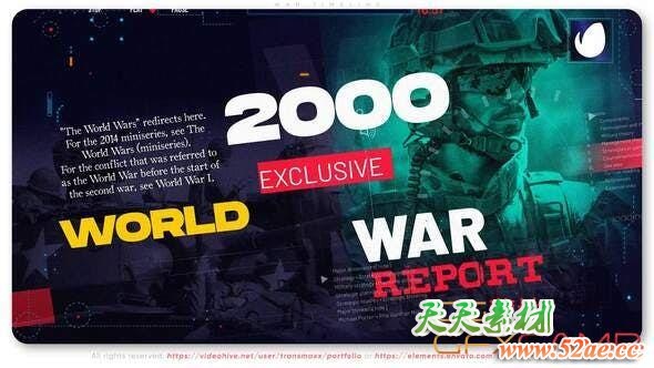AE模板-战争历史时间线片头 War Timeline Report-天天素材网