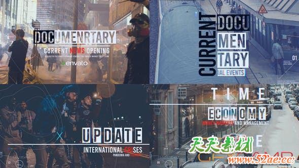 AE模板-色彩分离视频包装宣传记录片头 Current Documentary Teaser-天天素材网