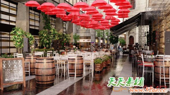 酒吧餐厅咖啡厅室外场景3D模型 Evermotion – Archexteriors Vol. 36 (3DS MAX格式)
