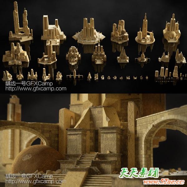 神秘外星文明建筑3D模型 C4D/FBX/OBJ/MAX/Maya/Blender/Houdini/Unity等-天天素材网