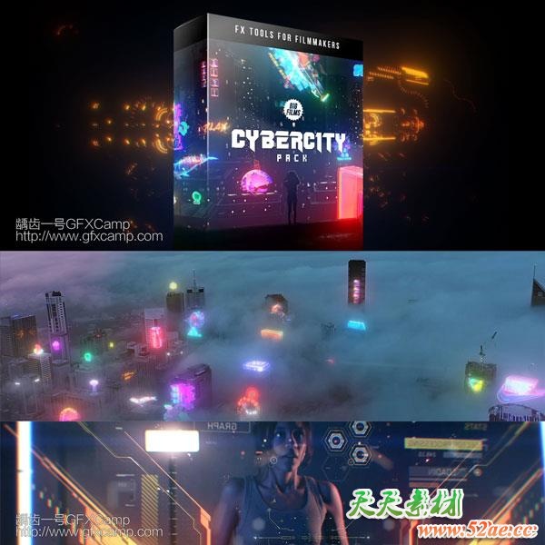 赛博朋克未来科技感科幻特效合成4K视频素材 含透明通道 Cybercity-天天素材网