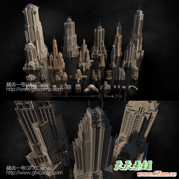 未来雄伟高楼大厦建筑楼房3D模型 C4D/FBX/OBJ/MAX/Maya/Blender/Houdini/Unity/Unreal等