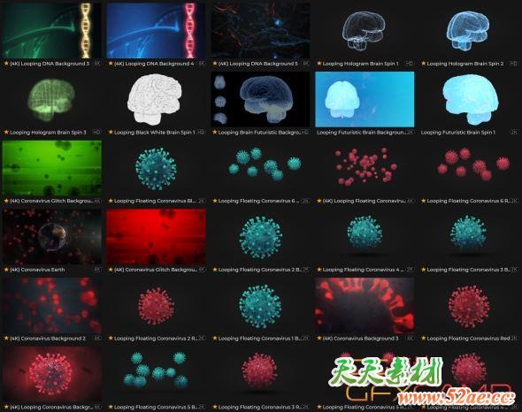 头脑病毒DNA医学4K视频素材 Production Crate – Medical-天天素材网