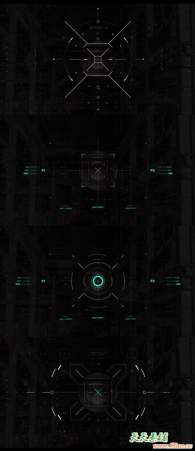 AE模板-400+科技感电影游戏UI界面屏幕HUD动画元素