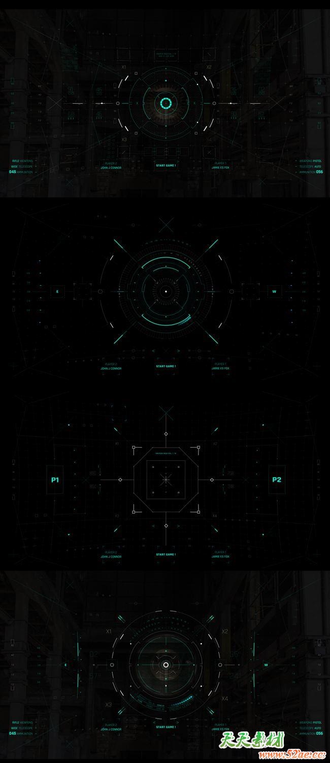 AE模板-400+科技感电影游戏UI界面屏幕HUD动画元素