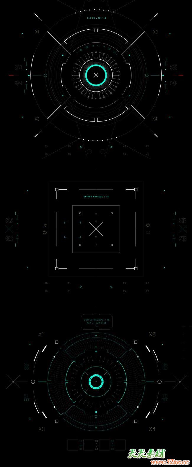 AE模板-400+科技感电影游戏UI界面屏幕HUD动画元素