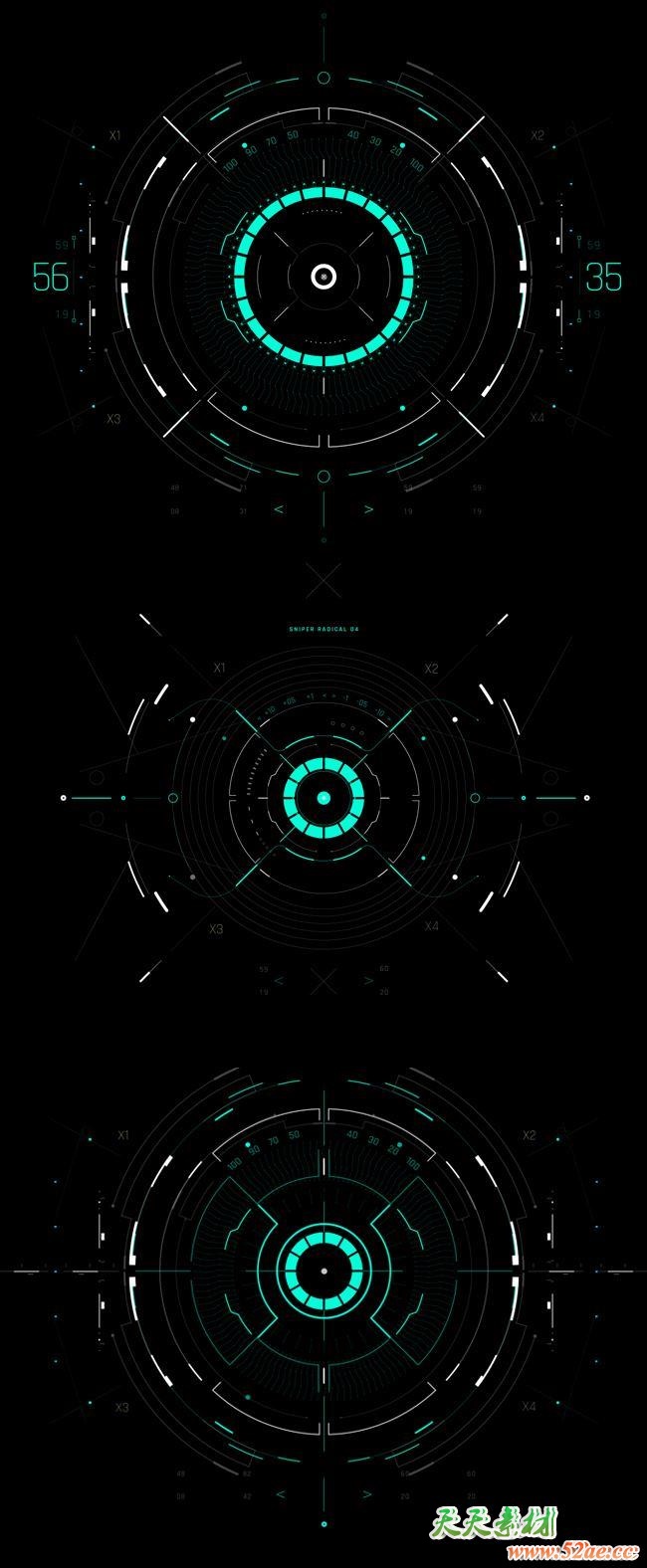 AE模板-400+科技感电影游戏UI界面屏幕HUD动画元素