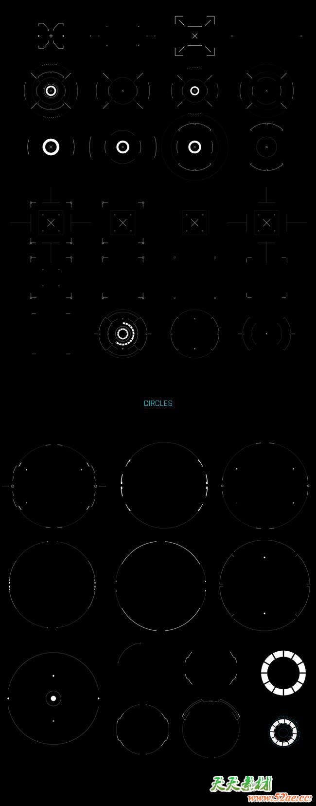 AE模板-400+科技感电影游戏UI界面屏幕HUD动画元素