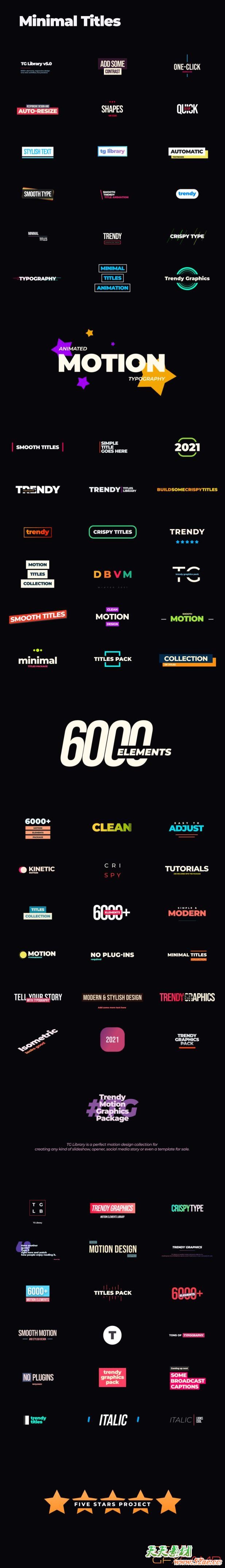 AE脚本+PR预设-6000组扁平化文字标题背景字幕排版指示线Logo图标MG动画 Trendy Graphics V5.6 破解版