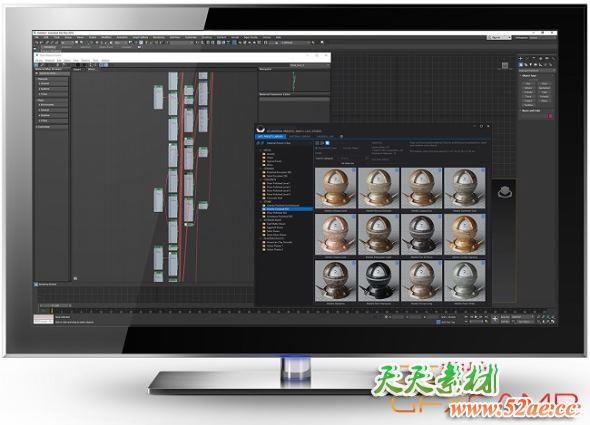 3DS MAX材质预设库插件 SIGERSHADERS XS Material Presets Studio v3.20 for 3ds Max 2016-2022 + 贴图预设-天天素材网