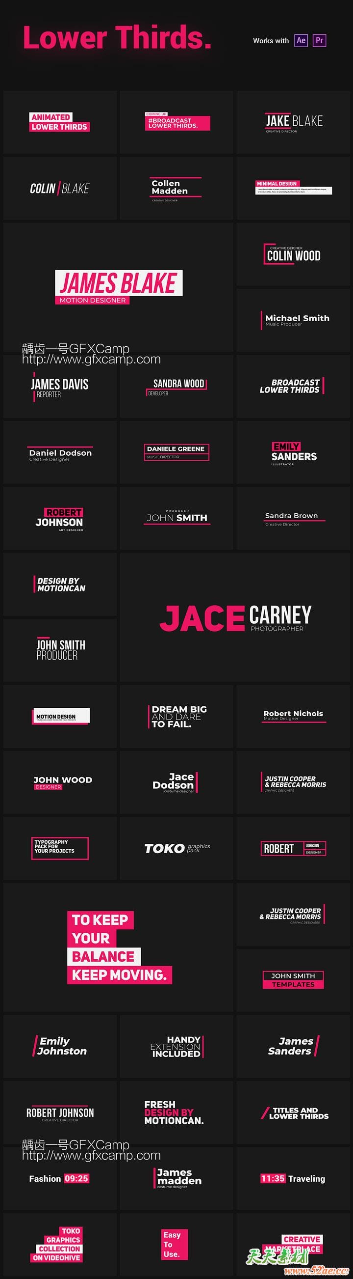 AE脚本+PR预设+FCPX预设-2250+时尚排版商品介绍宣传包装文字标题字幕条Logo动画转场背景元素包 Graphics Pack TOKO V4.1