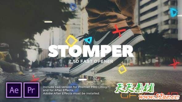 PR预设-图形视差切割快闪图片开场 Stomper Fast Opener