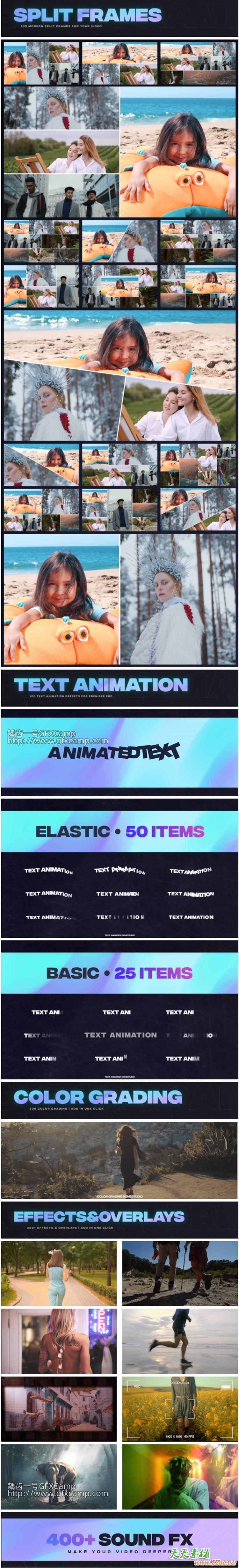 AE+Premiere/PR脚本-2500组无缝视频转场文字标题排版字幕条动画调色特效预设V2 破解版