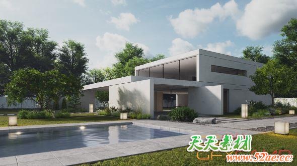 现代别墅楼房建筑3D模型 Evermotion – Archmodels Vol.254 (3DS MAX格式)-天天素材网